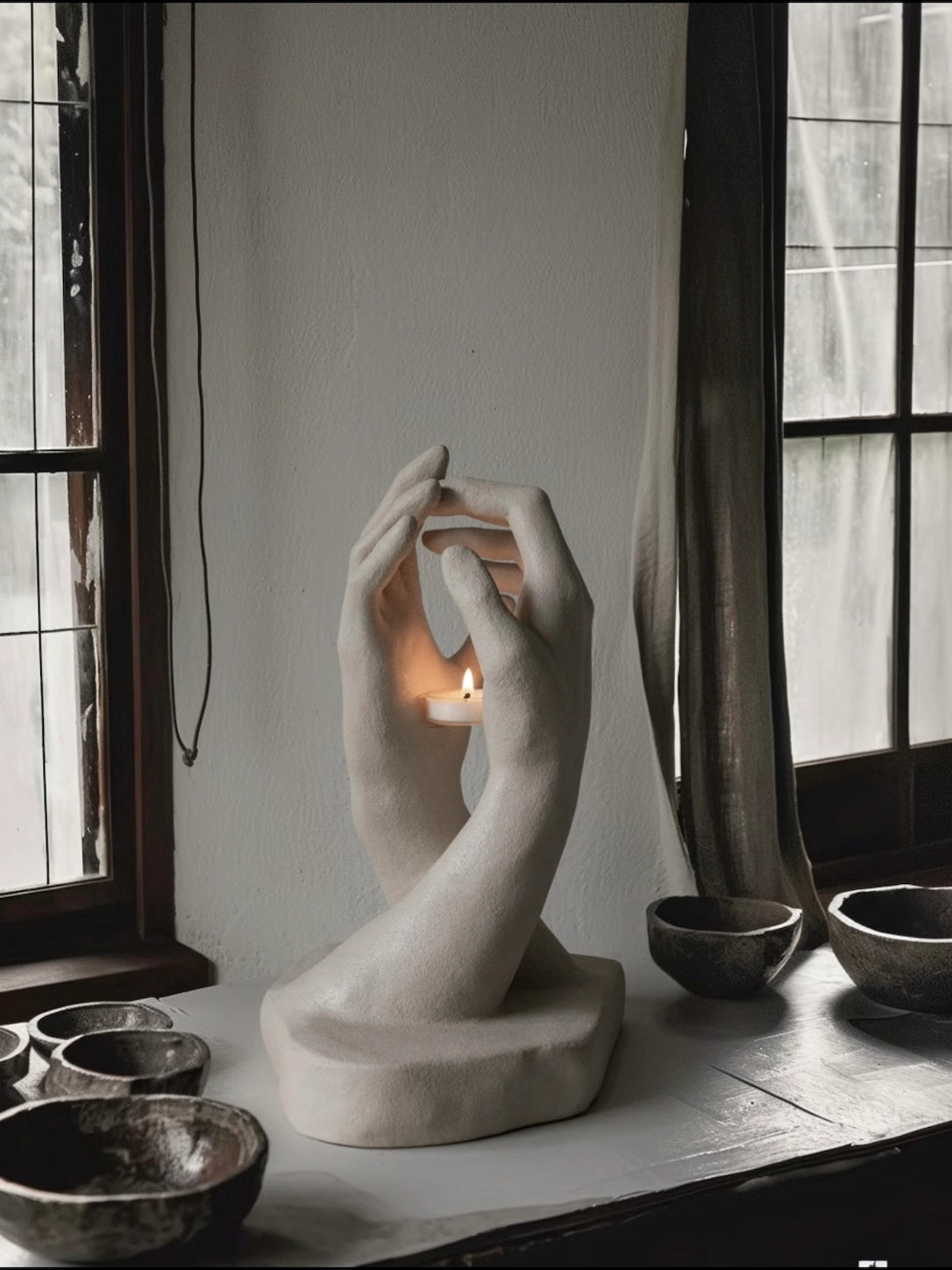 INTERLACED HANDS CANDLE HOLDER