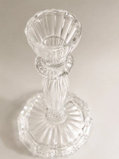 TALL FLUTED GLASS CANDLESTICK