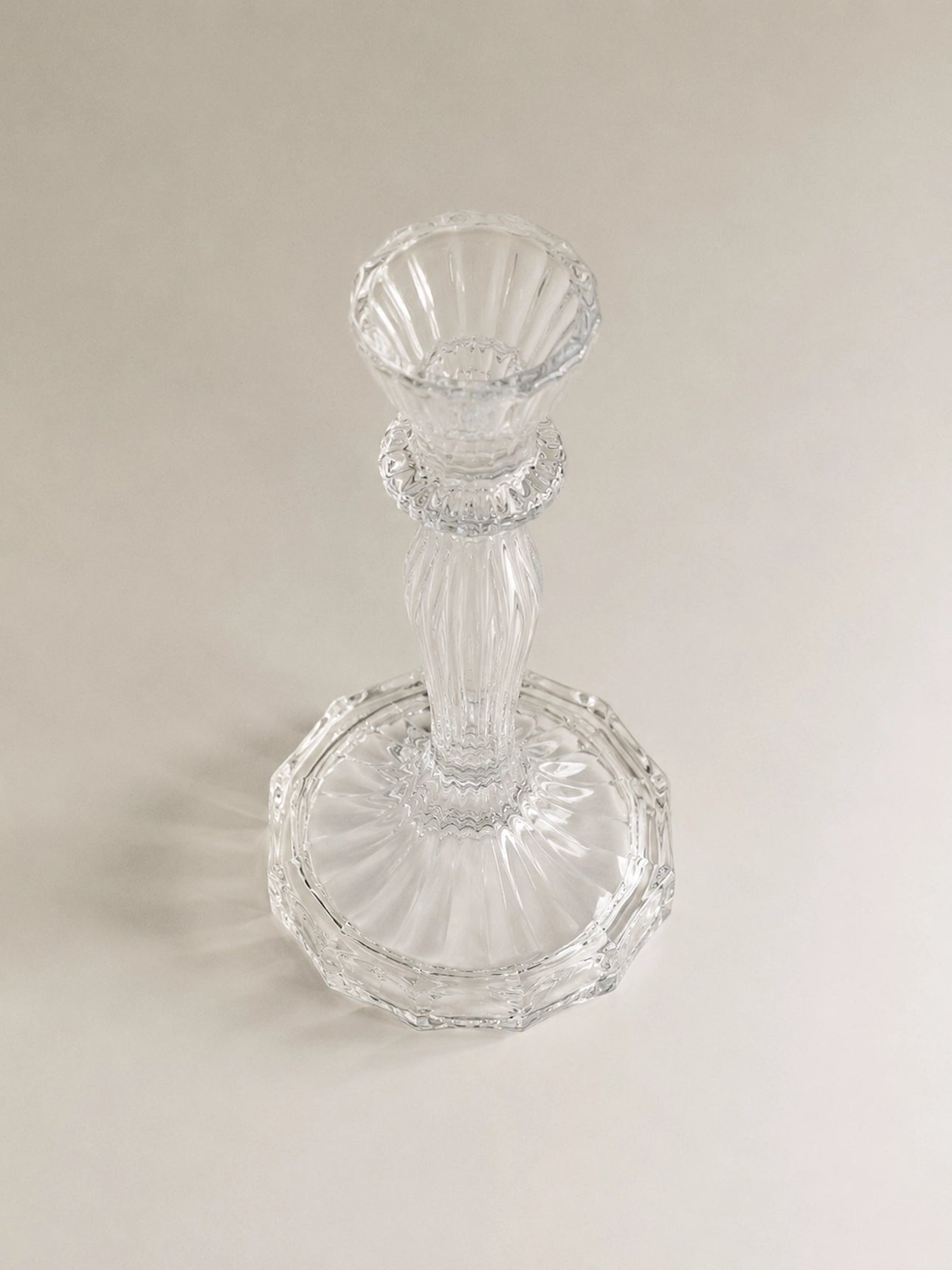 TALL FLUTED GLASS CANDLESTICK