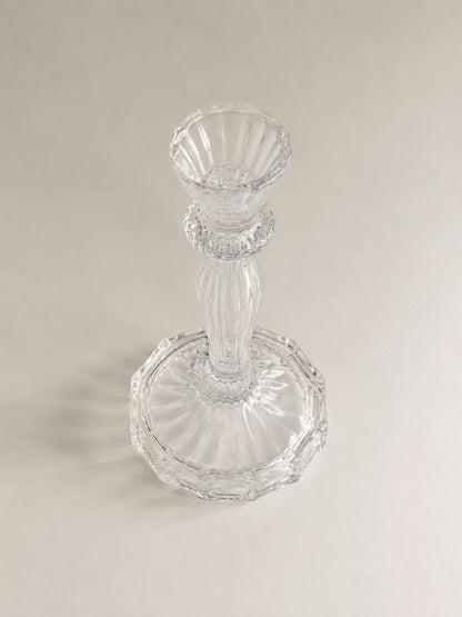 TALL FLUTED GLASS CANDLESTICK