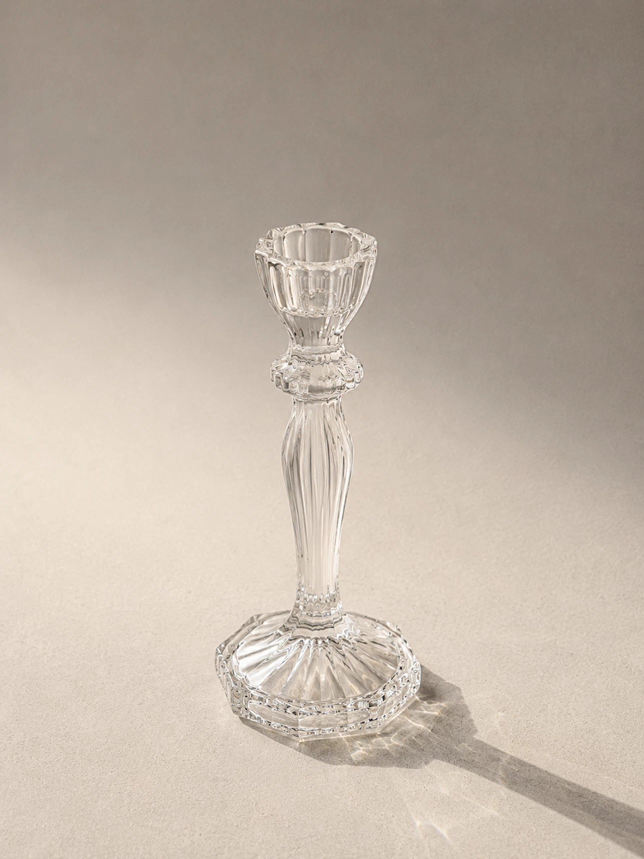 TALL FLUTED GLASS CANDLESTICK