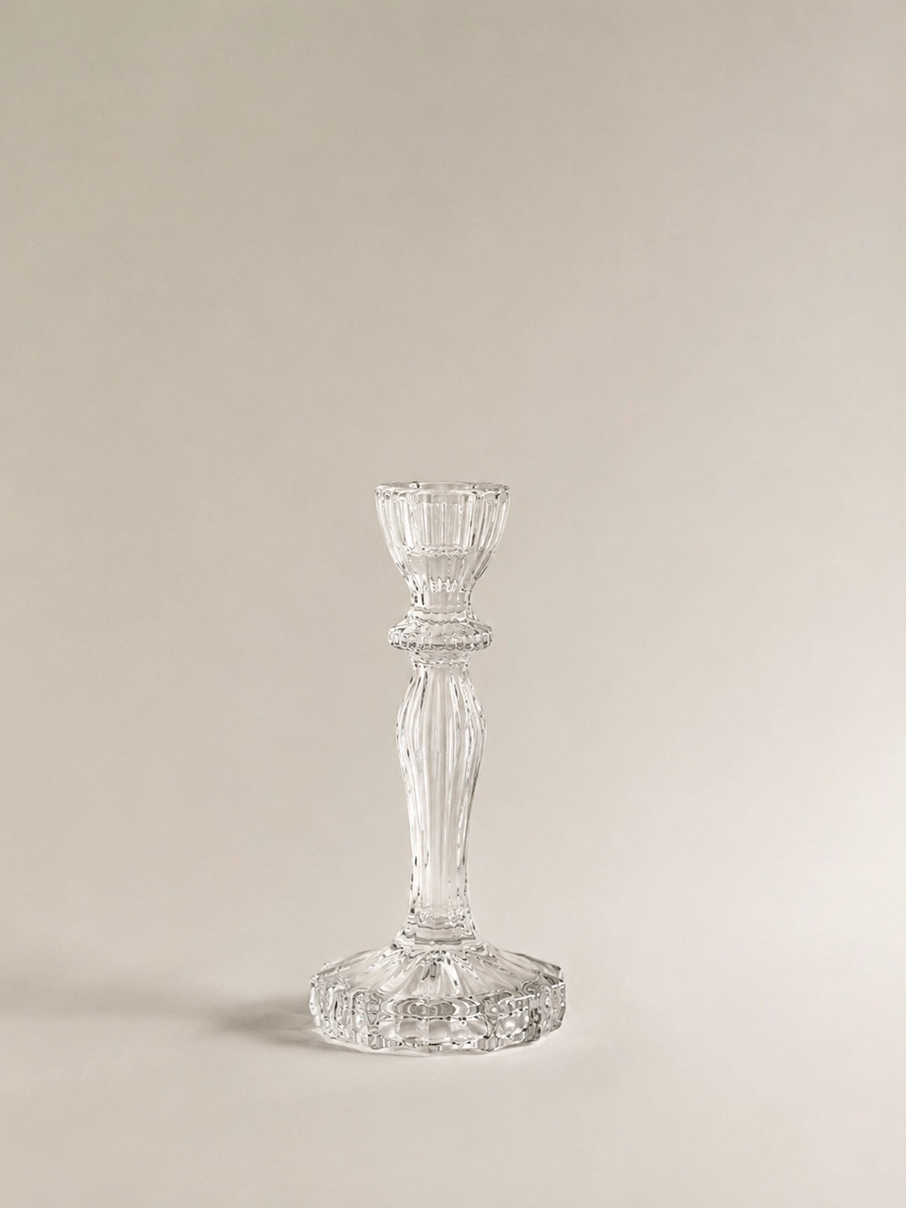 TALL FLUTED GLASS CANDLESTICK