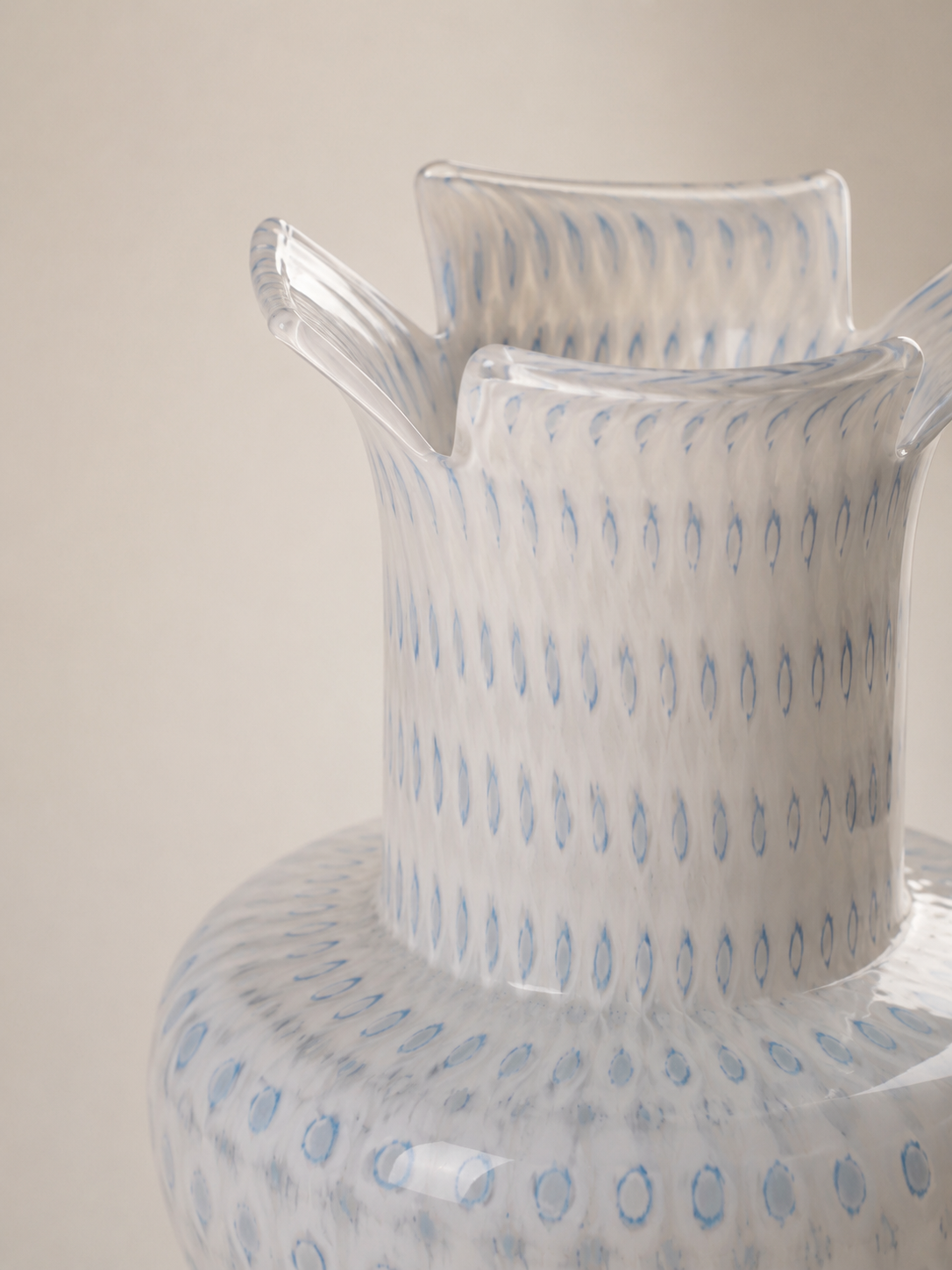 BLUE SPECKLED GLASS VASE