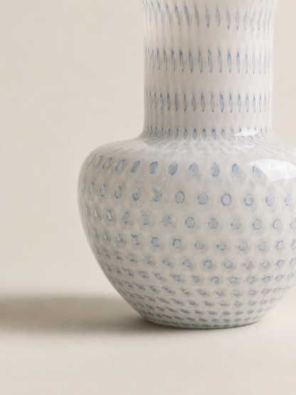 BLUE SPECKLED GLASS VASE