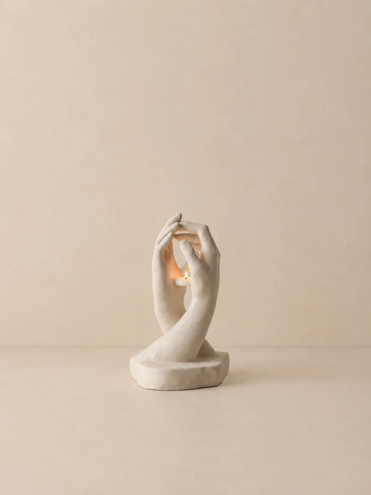 INTERLACED HANDS CANDLE HOLDER
