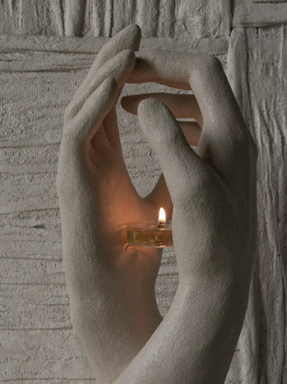 INTERLACED HANDS CANDLE HOLDER