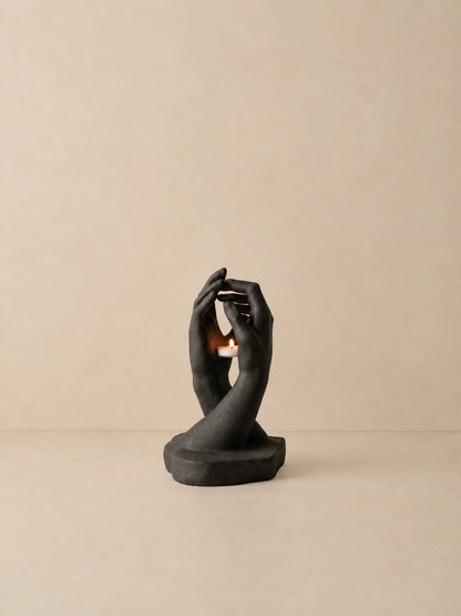 INTERLACED HANDS CANDLE HOLDER
