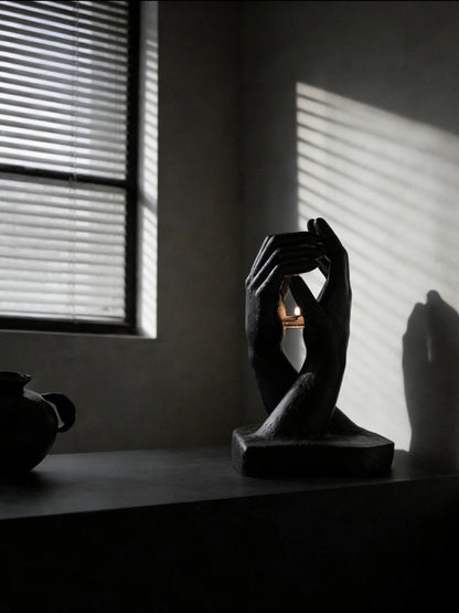 INTERLACED HANDS CANDLE HOLDER