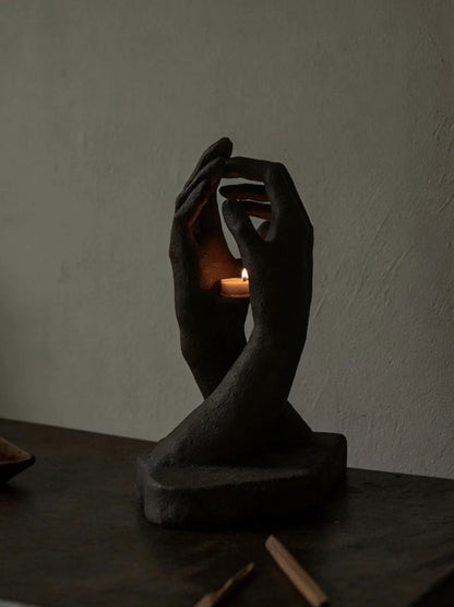 INTERLACED HANDS CANDLE HOLDER